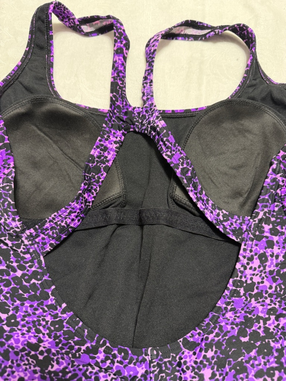 Speedo Black and Purple Patterned One-Piece Swimsuit - Picture 4 of 6